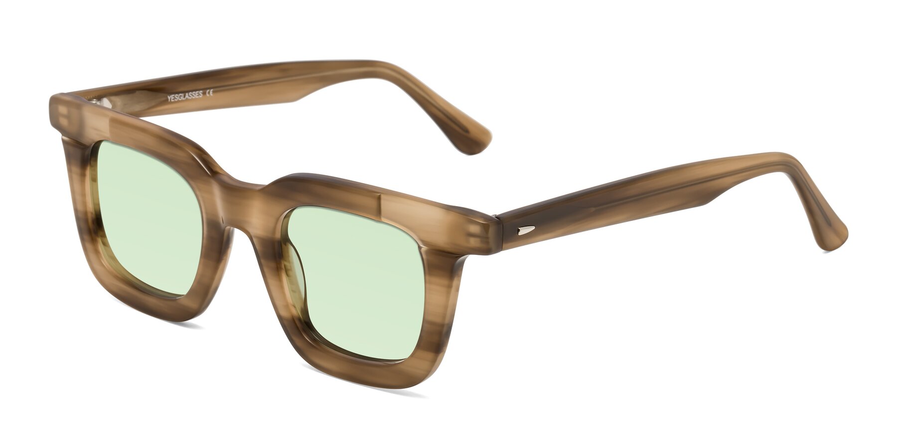 Angle of Mill in Striped Brown with Light Green Tinted Lenses