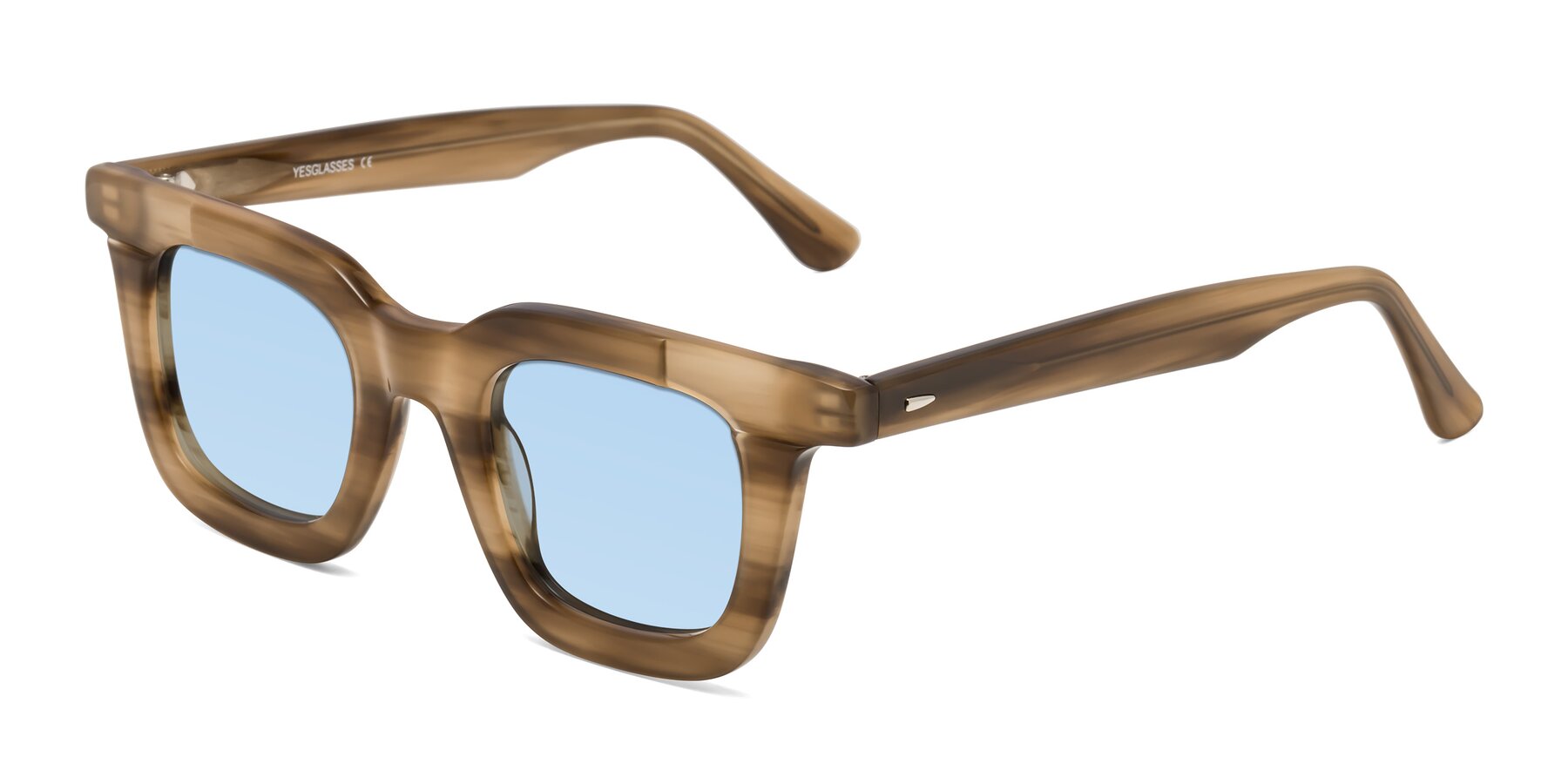Angle of Mill in Striped Brown with Light Blue Tinted Lenses