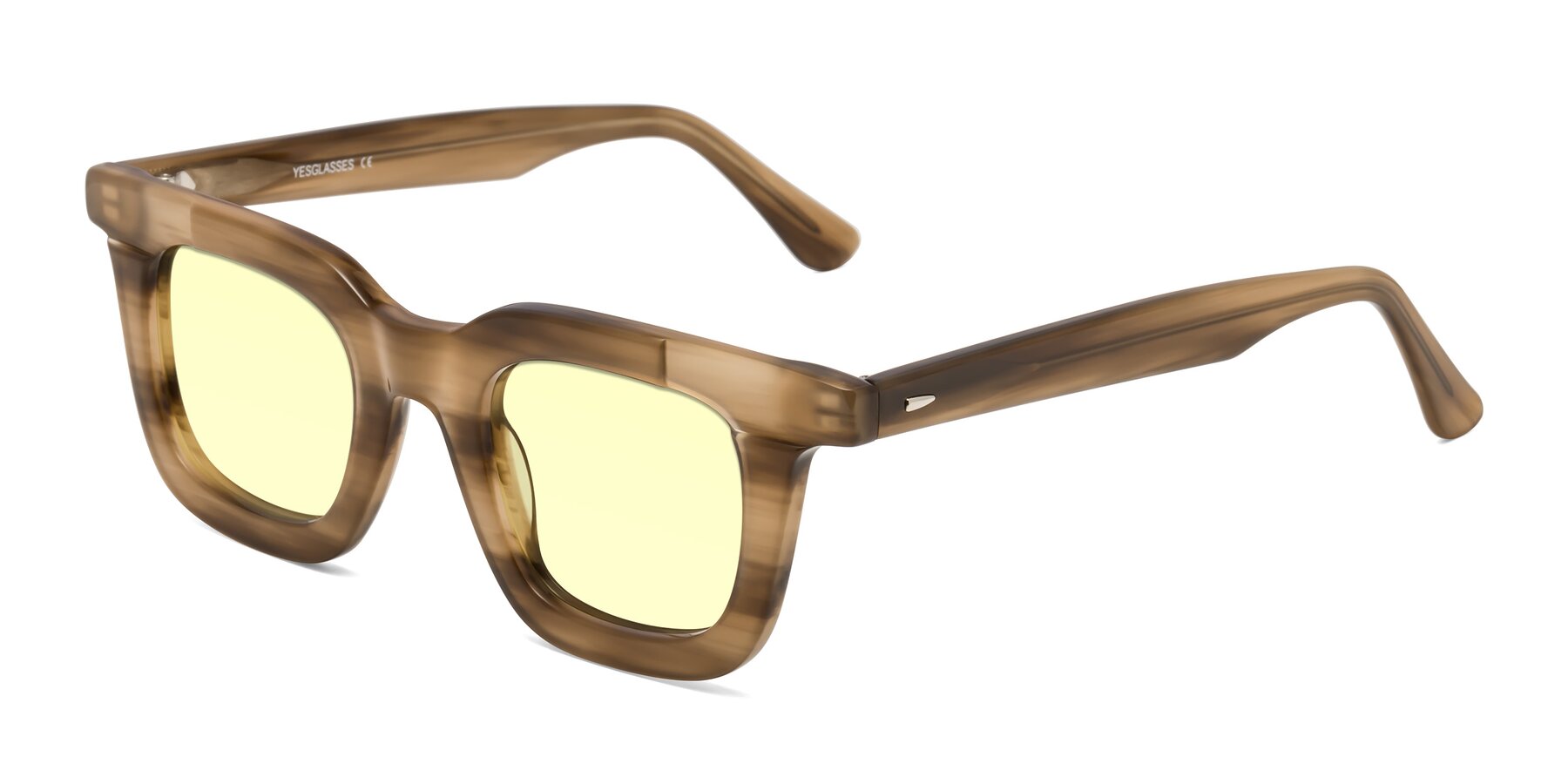 Angle of Mill in Striped Brown with Light Yellow Tinted Lenses