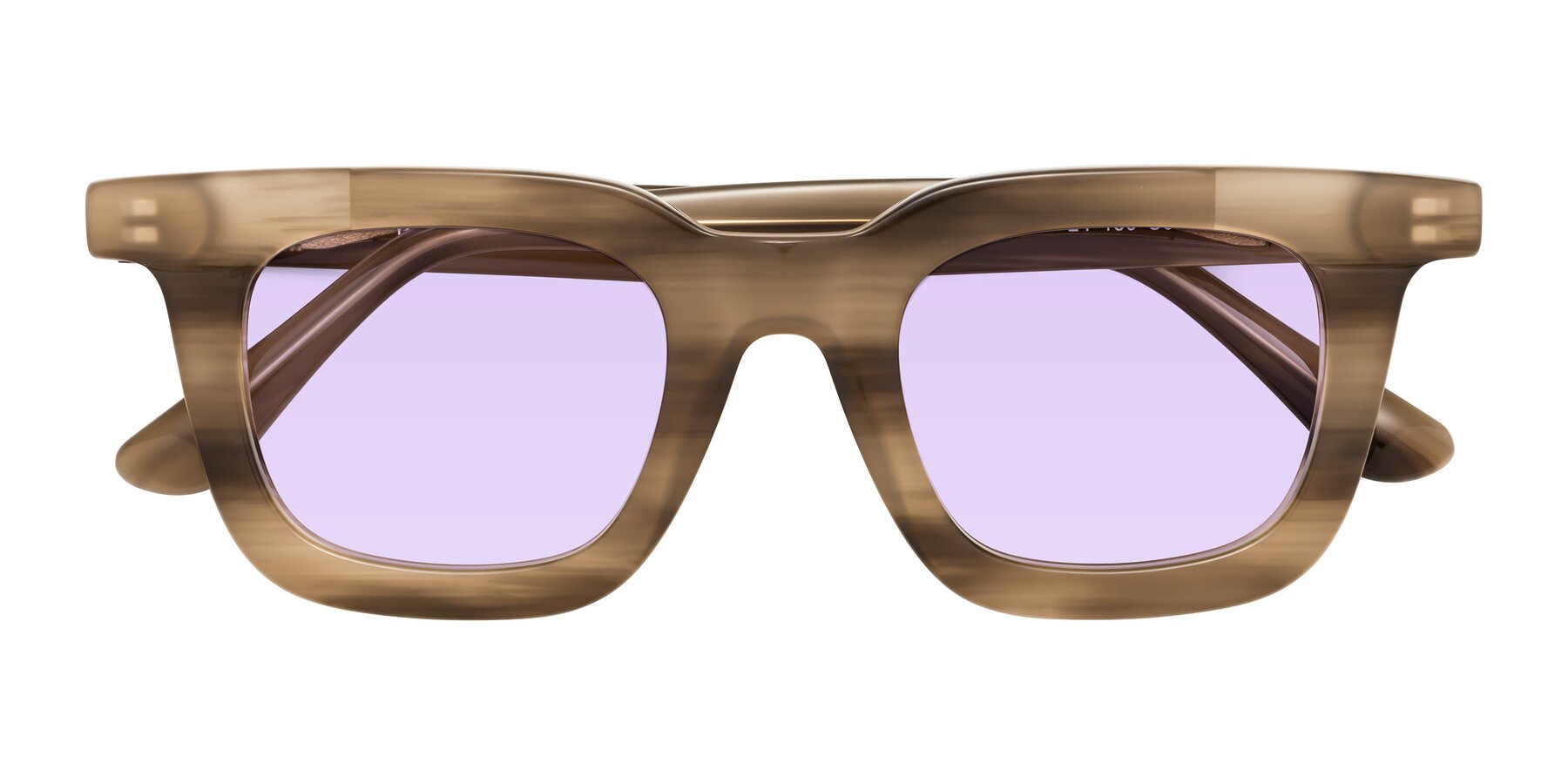 Folded Front of Mill in Striped Brown with Light Purple Tinted Lenses