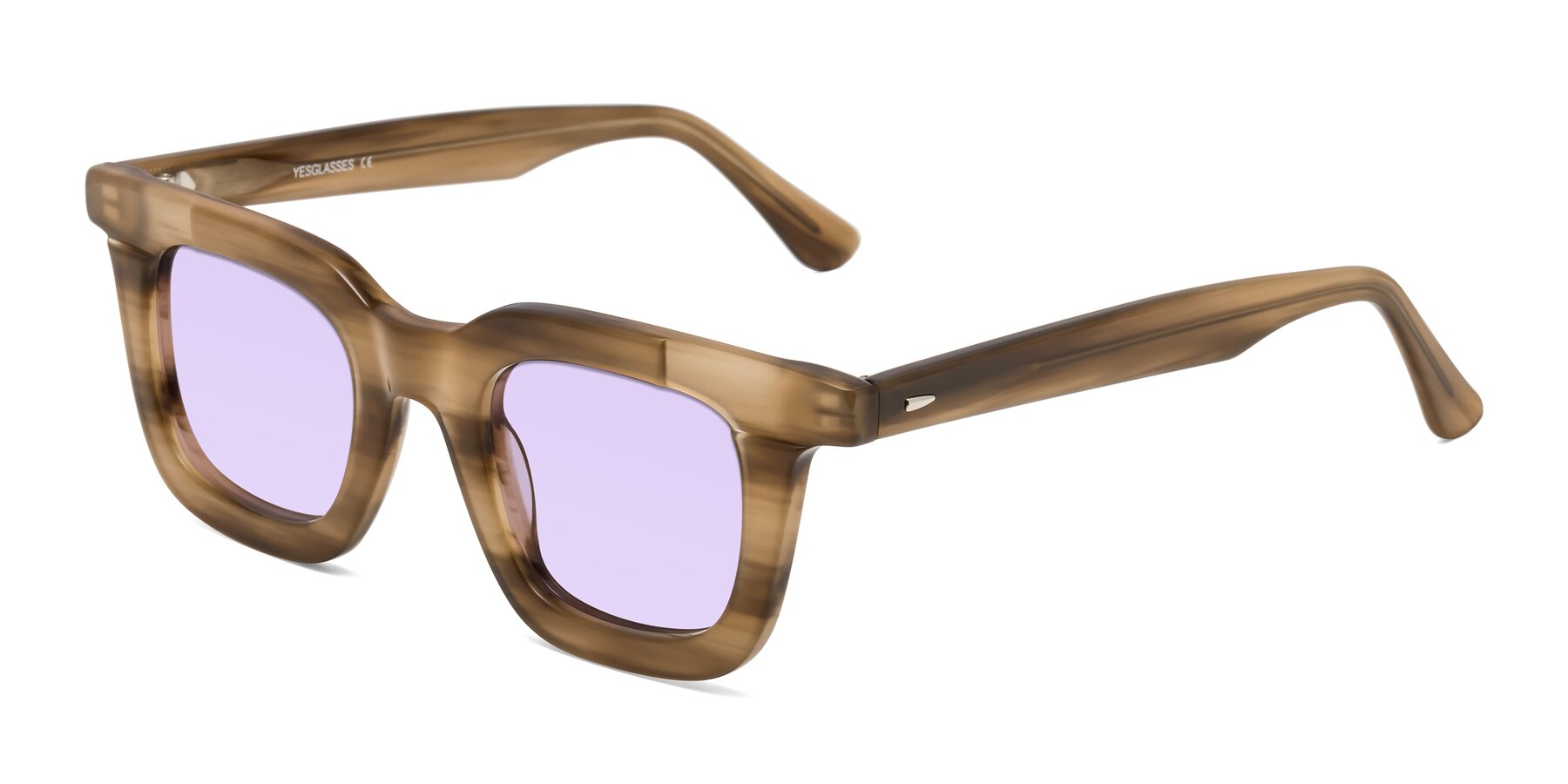 Angle of Mill in Striped Brown with Light Purple Tinted Lenses