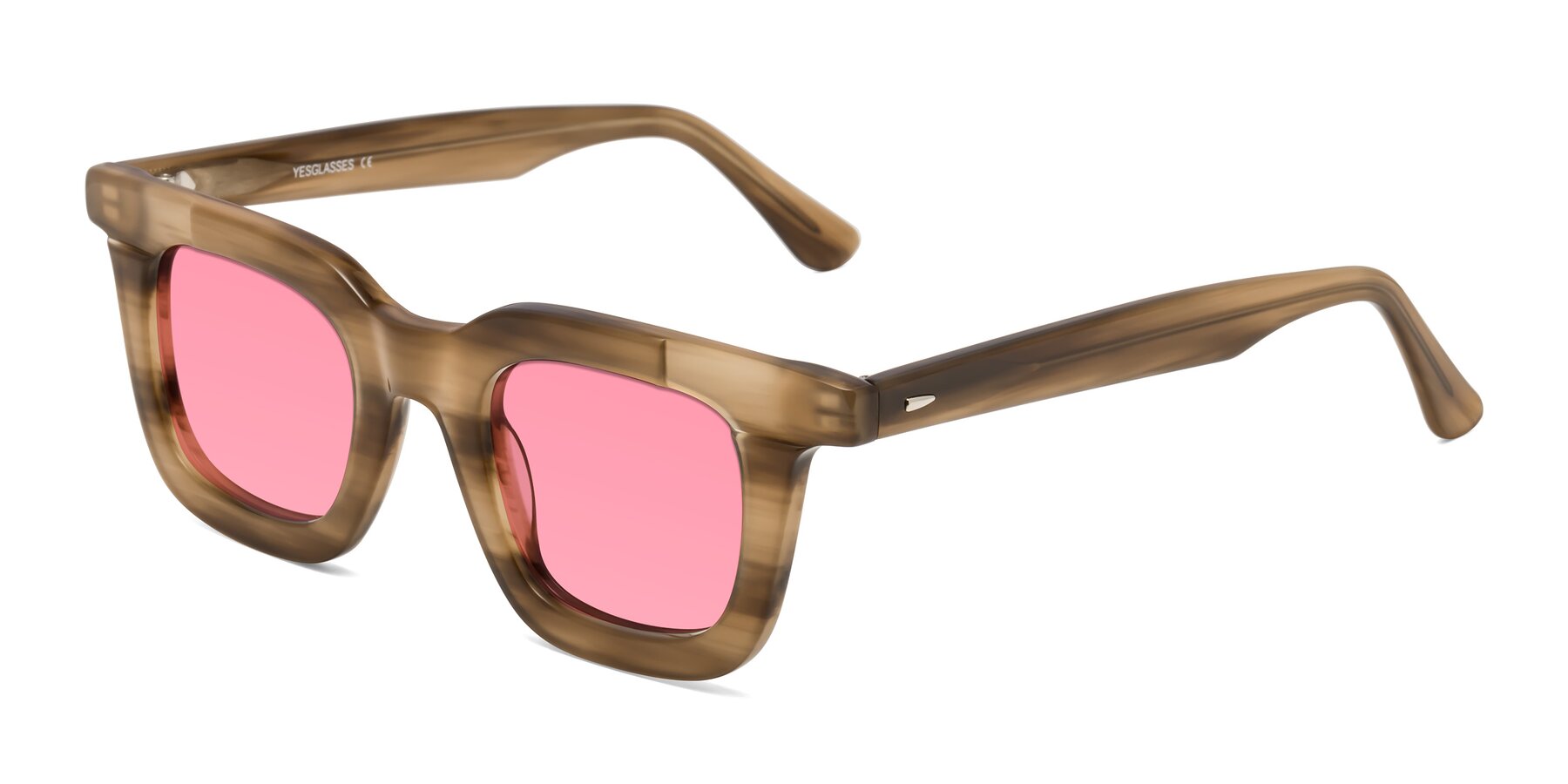 Angle of Mill in Striped Brown with Pink Tinted Lenses