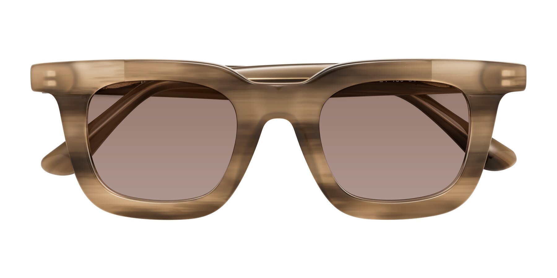 Folded Front of Mill in Striped Brown with Medium Brown Tinted Lenses