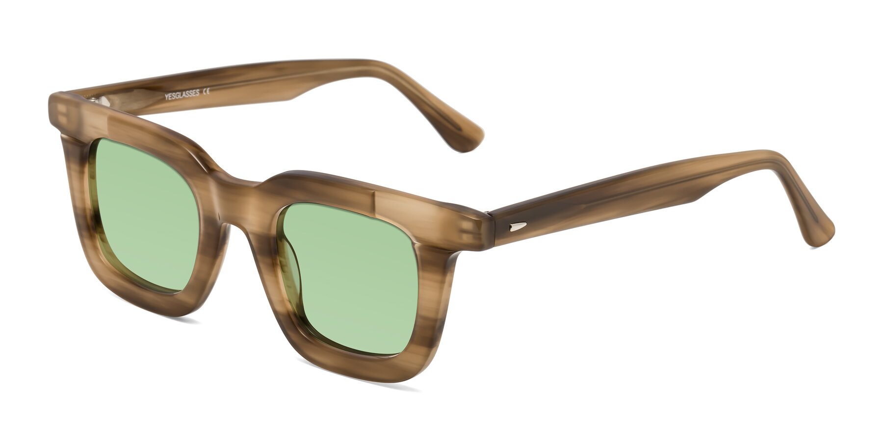 Angle of Mill in Striped Brown with Medium Green Tinted Lenses