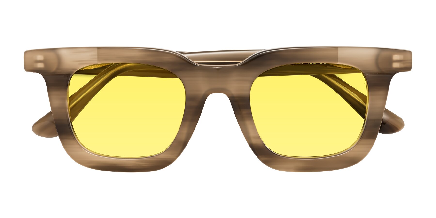 Folded Front of Mill in Striped Brown with Medium Yellow Tinted Lenses