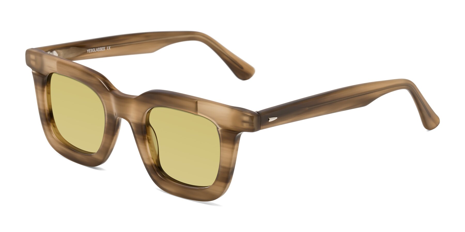 Angle of Mill in Striped Brown with Medium Champagne Tinted Lenses