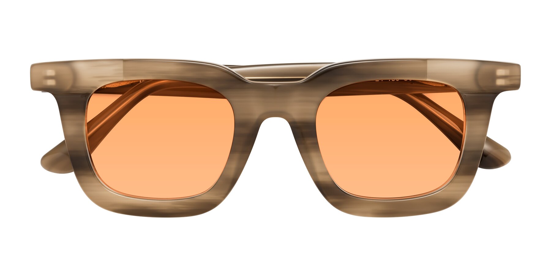Folded Front of Mill in Striped Brown with Medium Orange Tinted Lenses