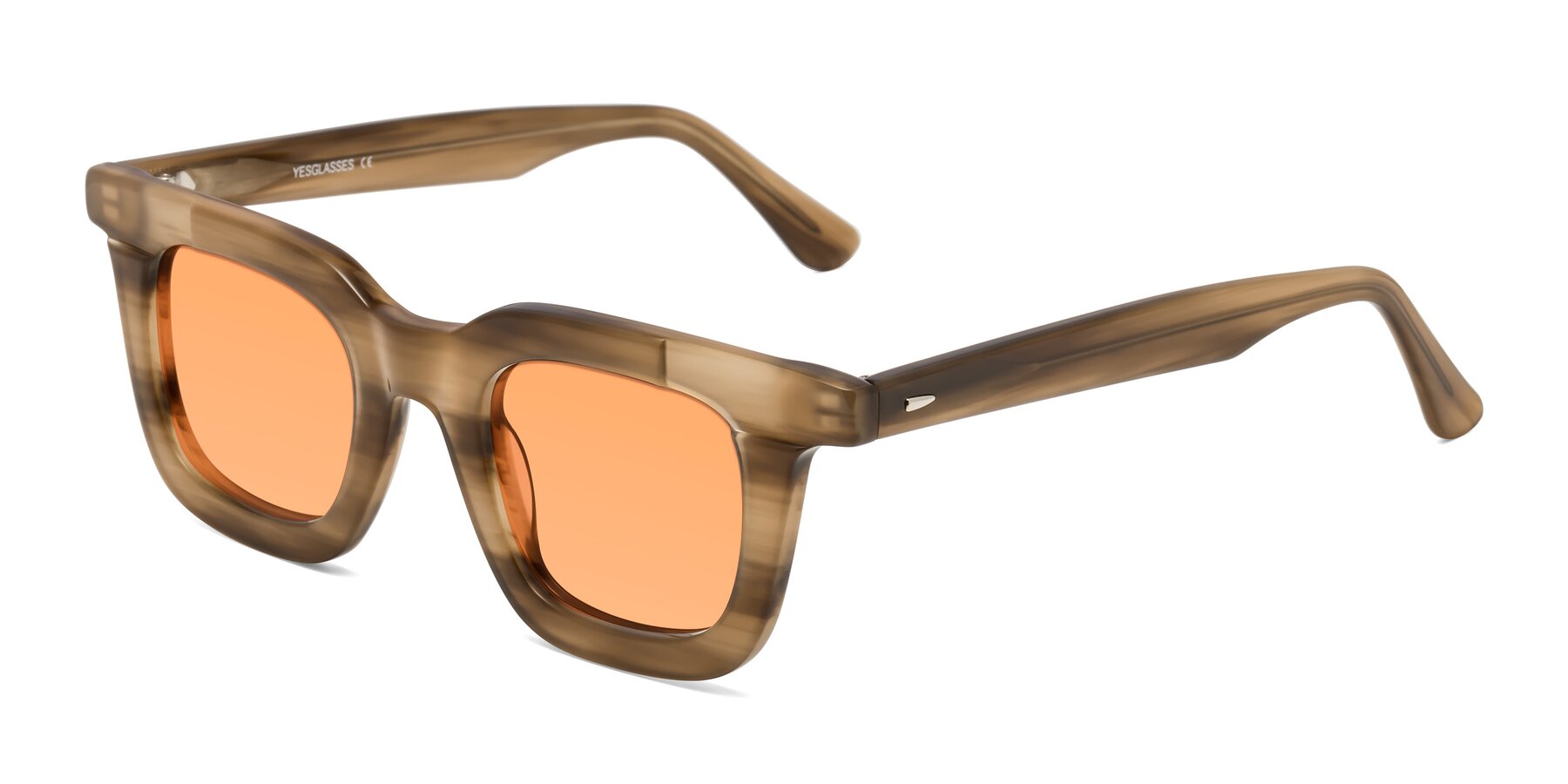 Angle of Mill in Striped Brown with Medium Orange Tinted Lenses