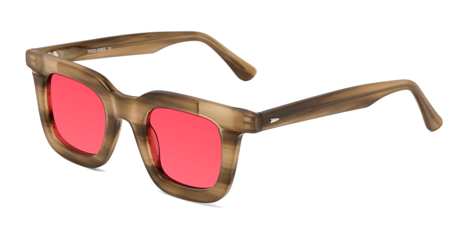 Angle of Mill in Striped Brown with Red Tinted Lenses