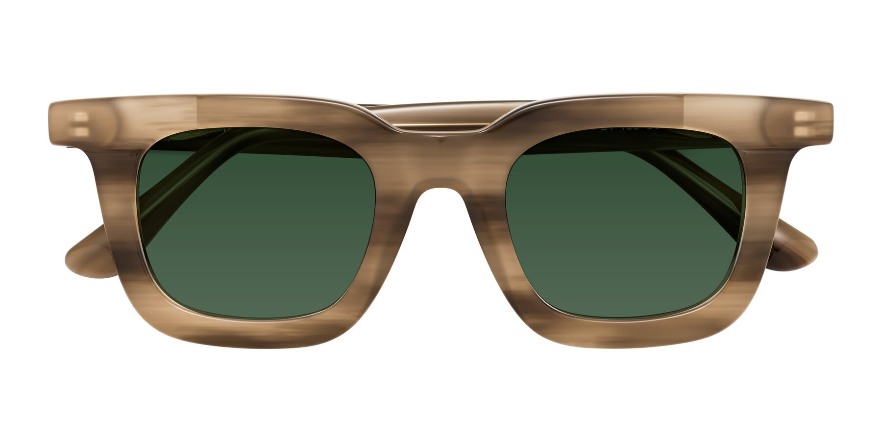 Folded Front of Mill in Striped Brown with Green Tinted Lenses