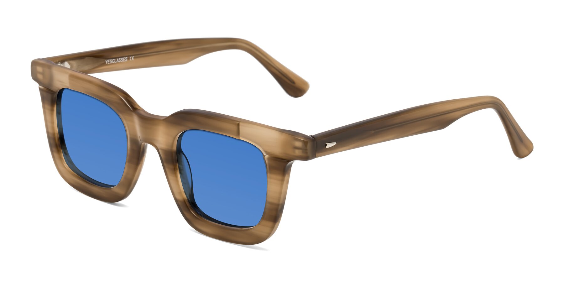 Angle of Mill in Striped Brown with Blue Tinted Lenses