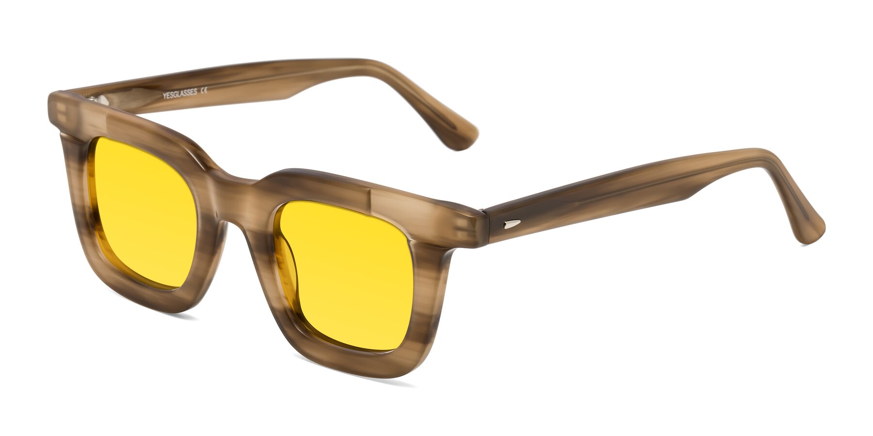 Angle of Mill in Striped Brown with Yellow Tinted Lenses