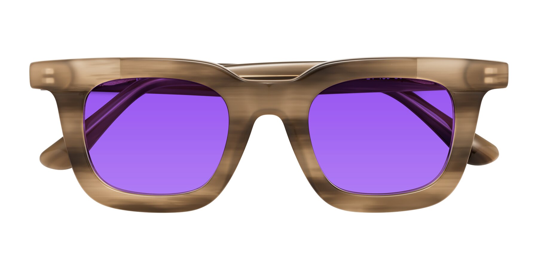 Folded Front of Mill in Striped Brown with Purple Tinted Lenses