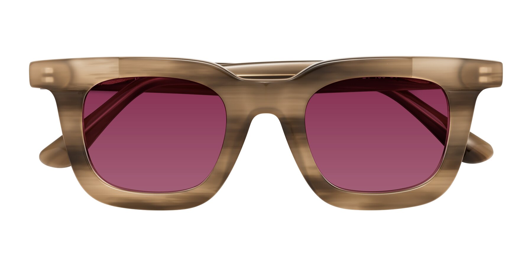 Folded Front of Mill in Striped Brown with Wine Tinted Lenses