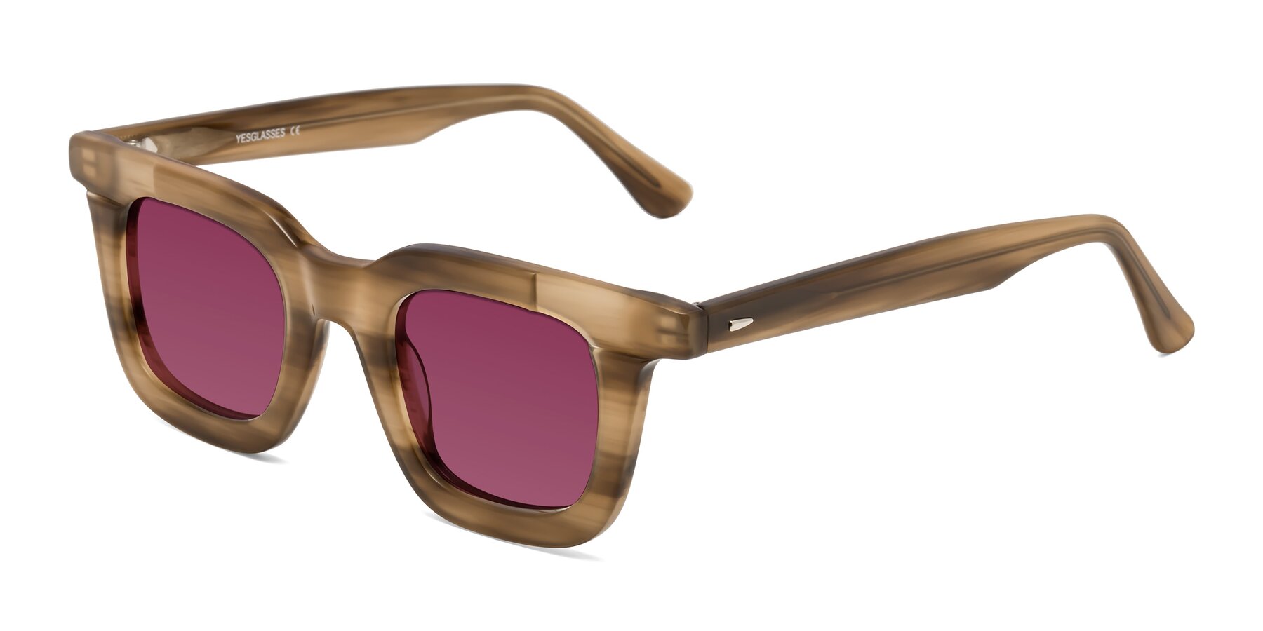 Angle of Mill in Striped Brown with Wine Tinted Lenses