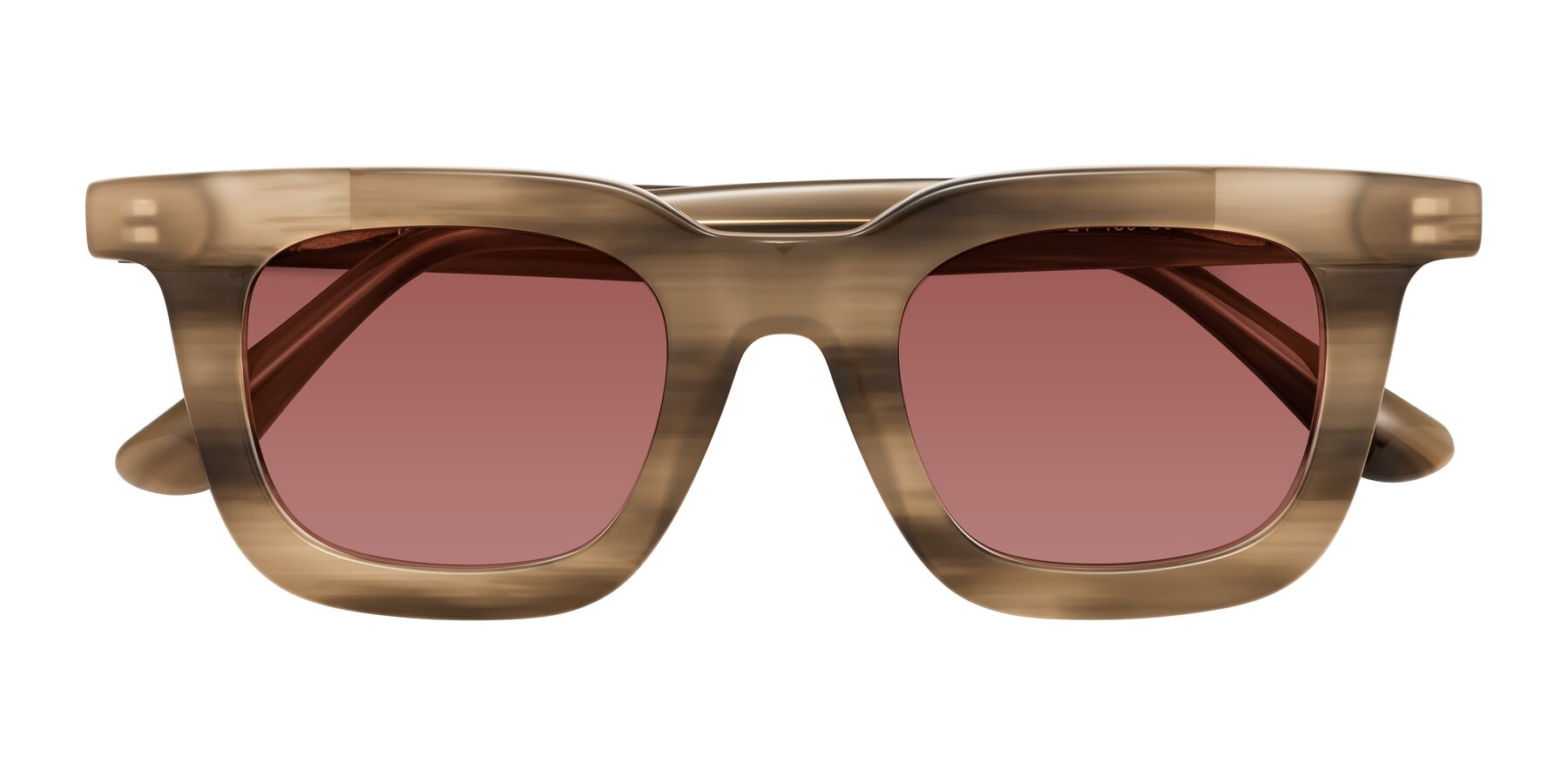 Folded Front of Mill in Striped Brown with Garnet Tinted Lenses