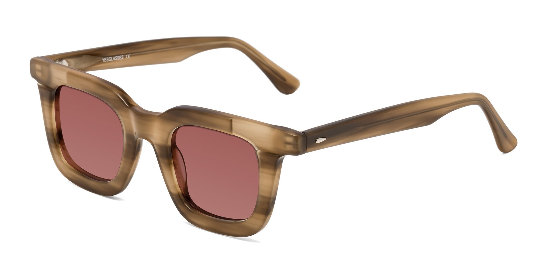 Angle of Mill in Striped Brown with Garnet Tinted Lenses