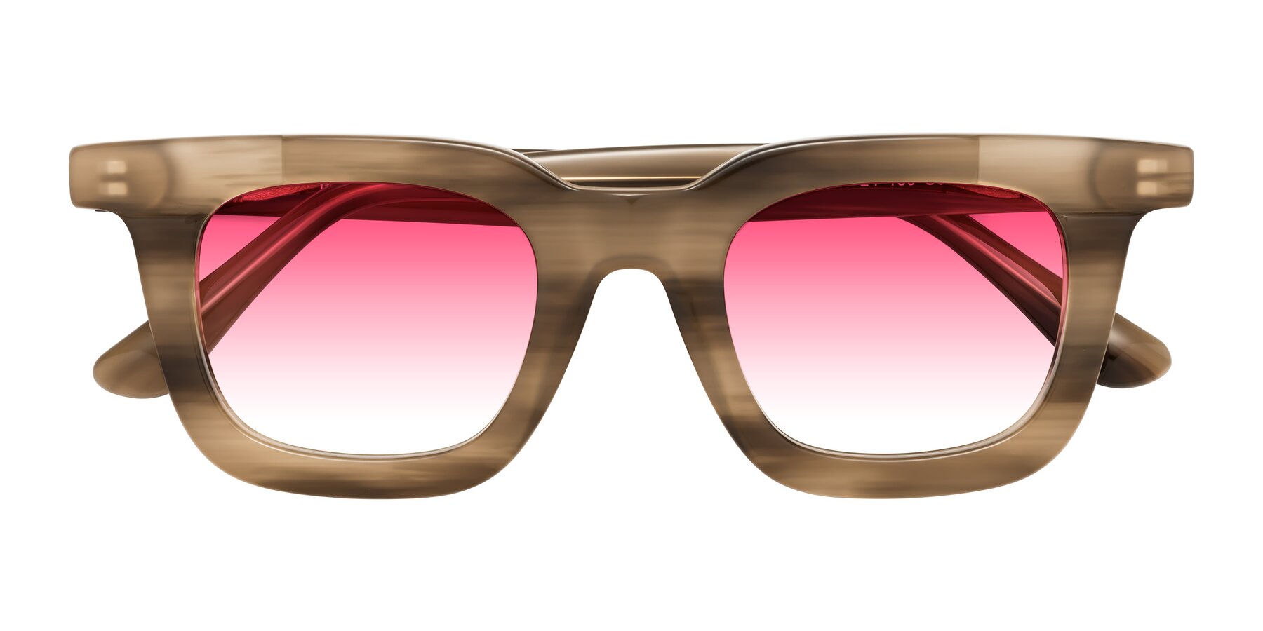 Folded Front of Mill in Striped Brown with Pink Gradient Lenses