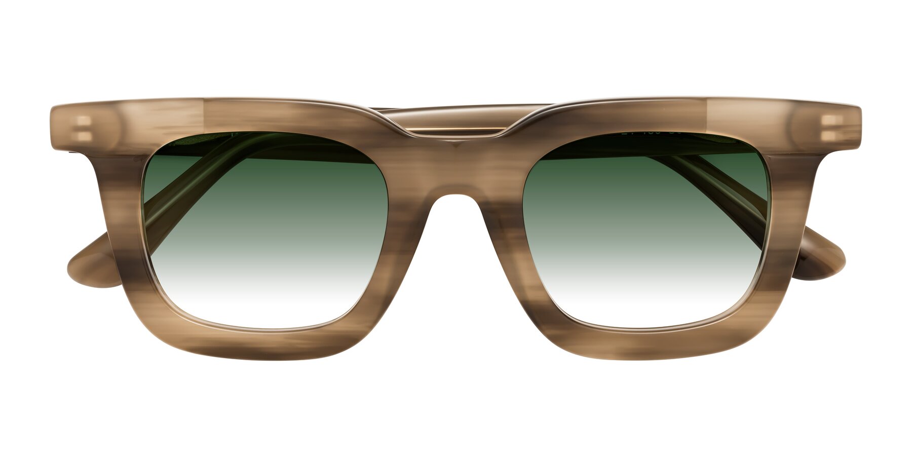 Folded Front of Mill in Striped Brown with Green Gradient Lenses