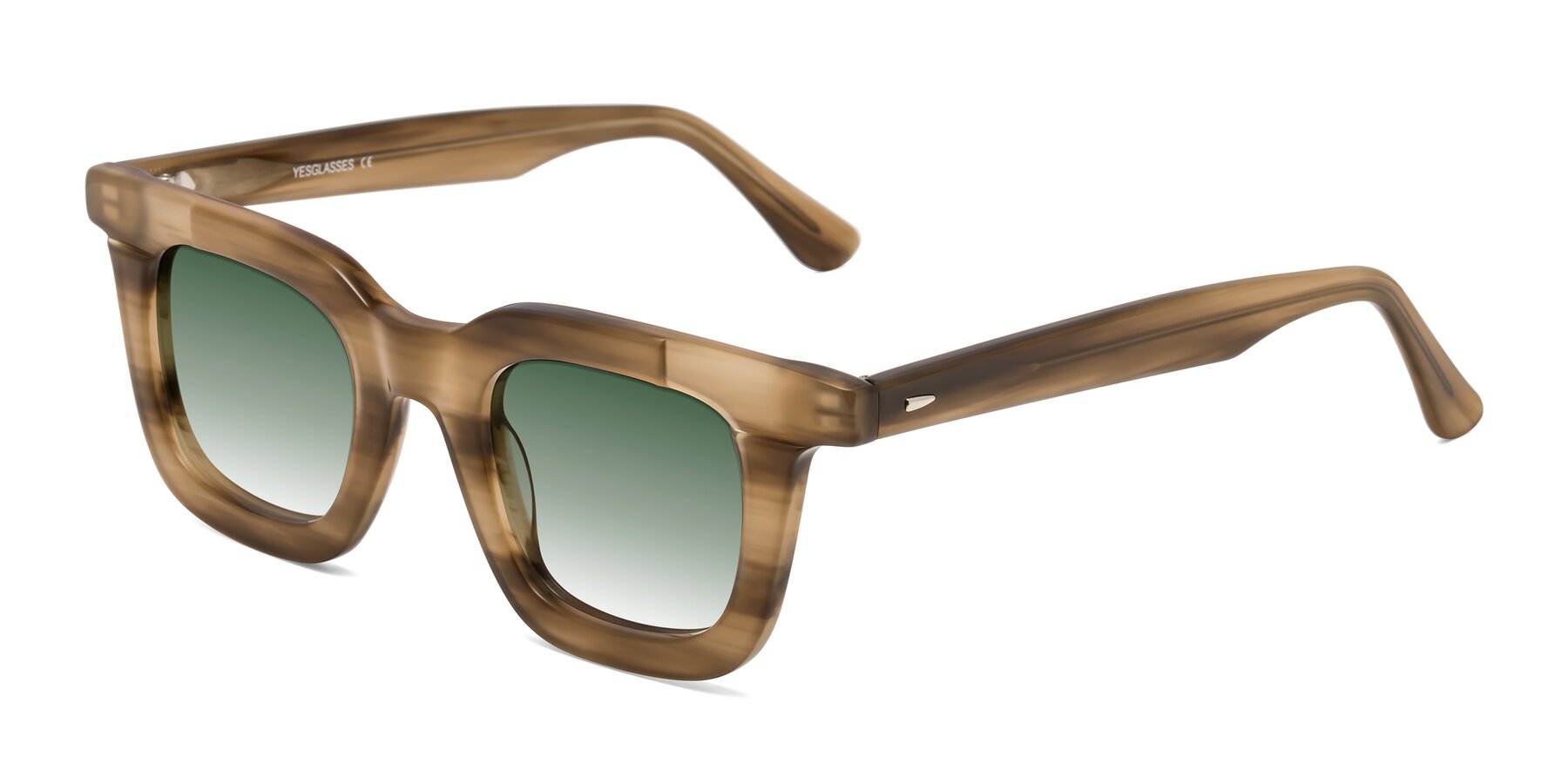 Angle of Mill in Striped Brown with Green Gradient Lenses