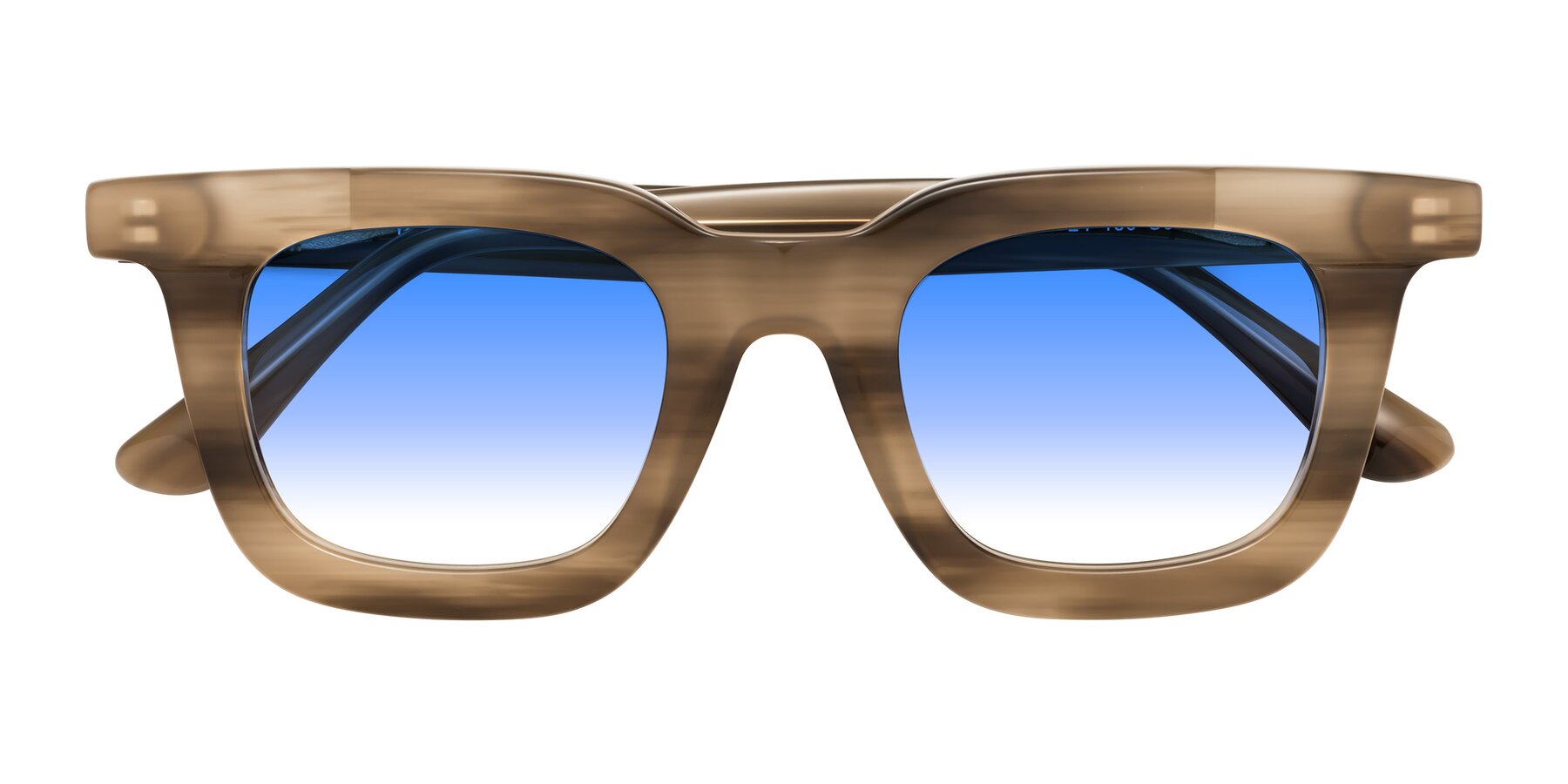 Folded Front of Mill in Striped Brown with Blue Gradient Lenses