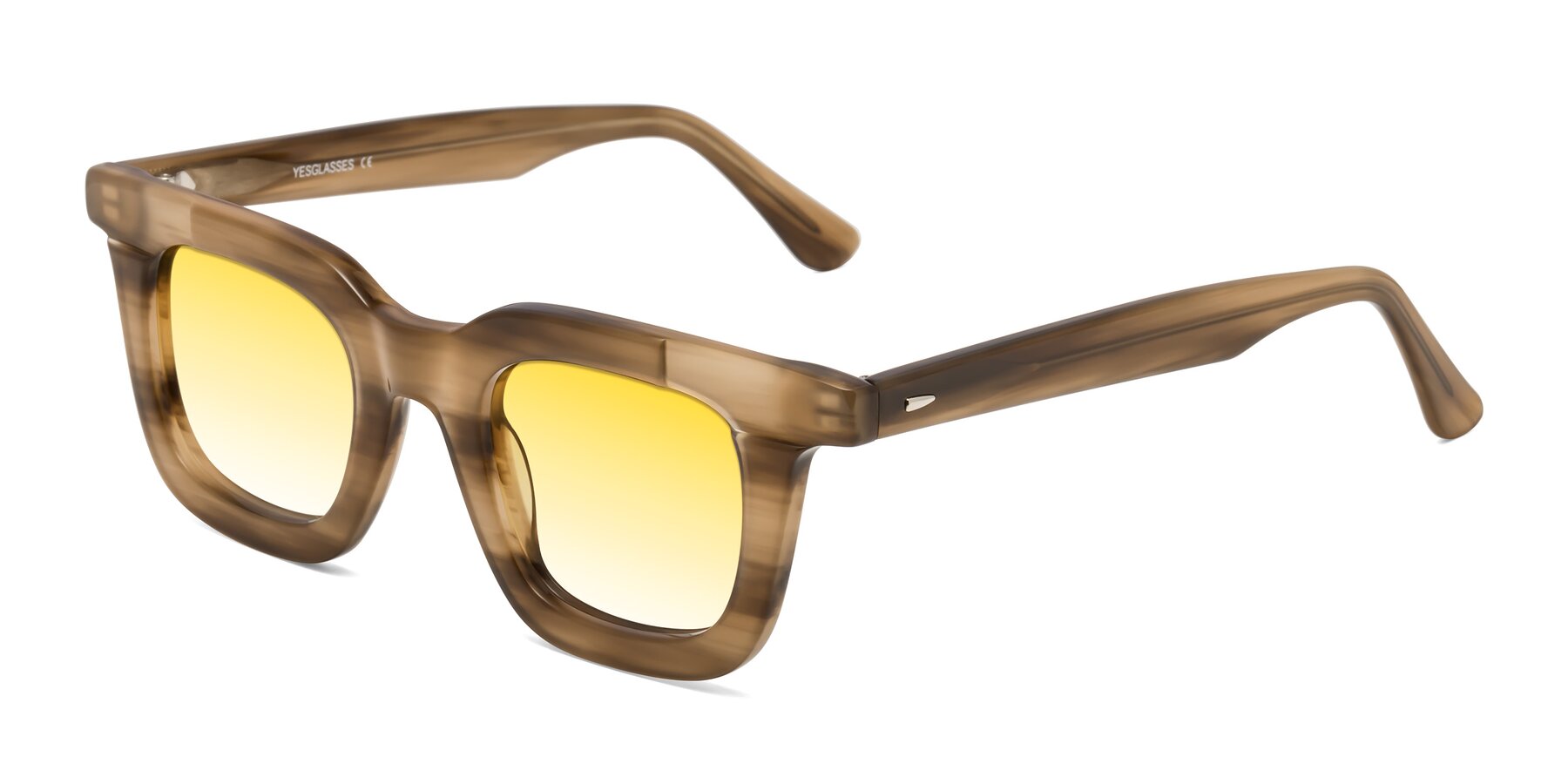 Angle of Mill in Striped Brown with Yellow Gradient Lenses