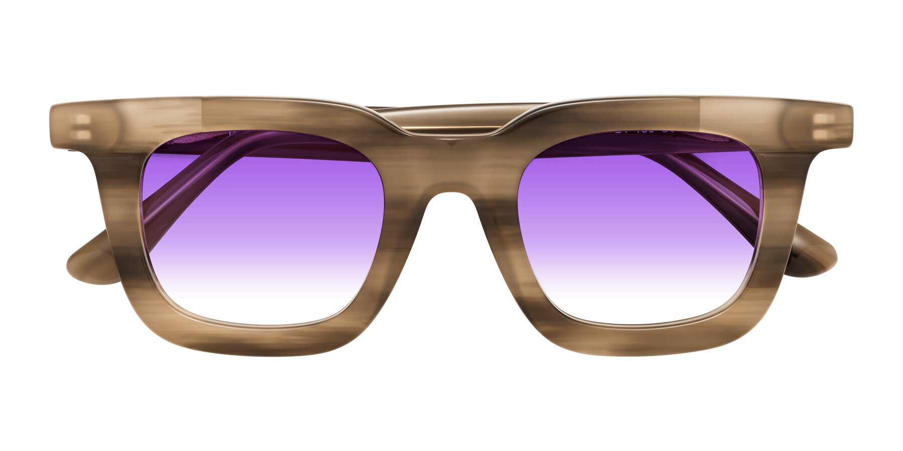 Folded Front of Mill in Striped Brown with Purple Gradient Lenses