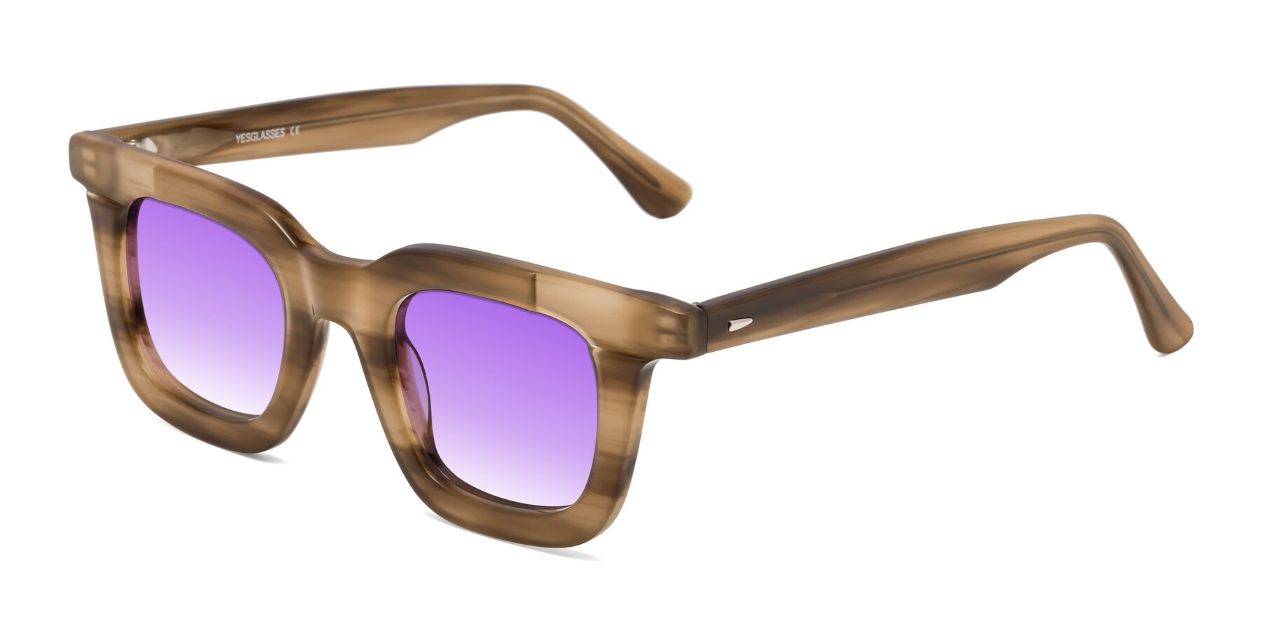 Angle of Mill in Striped Brown with Purple Gradient Lenses