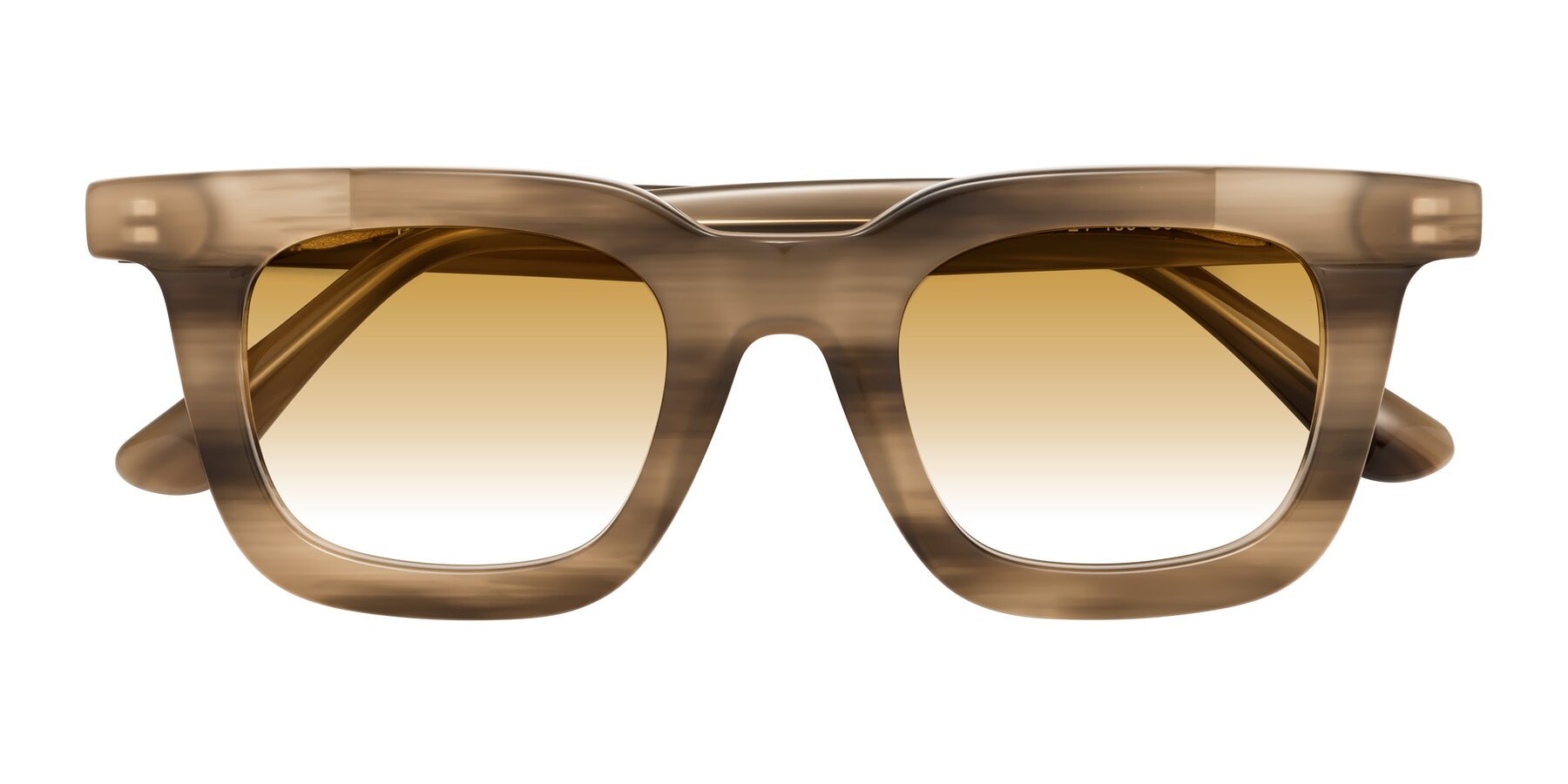 Folded Front of Mill in Striped Brown with Champagne Gradient Lenses