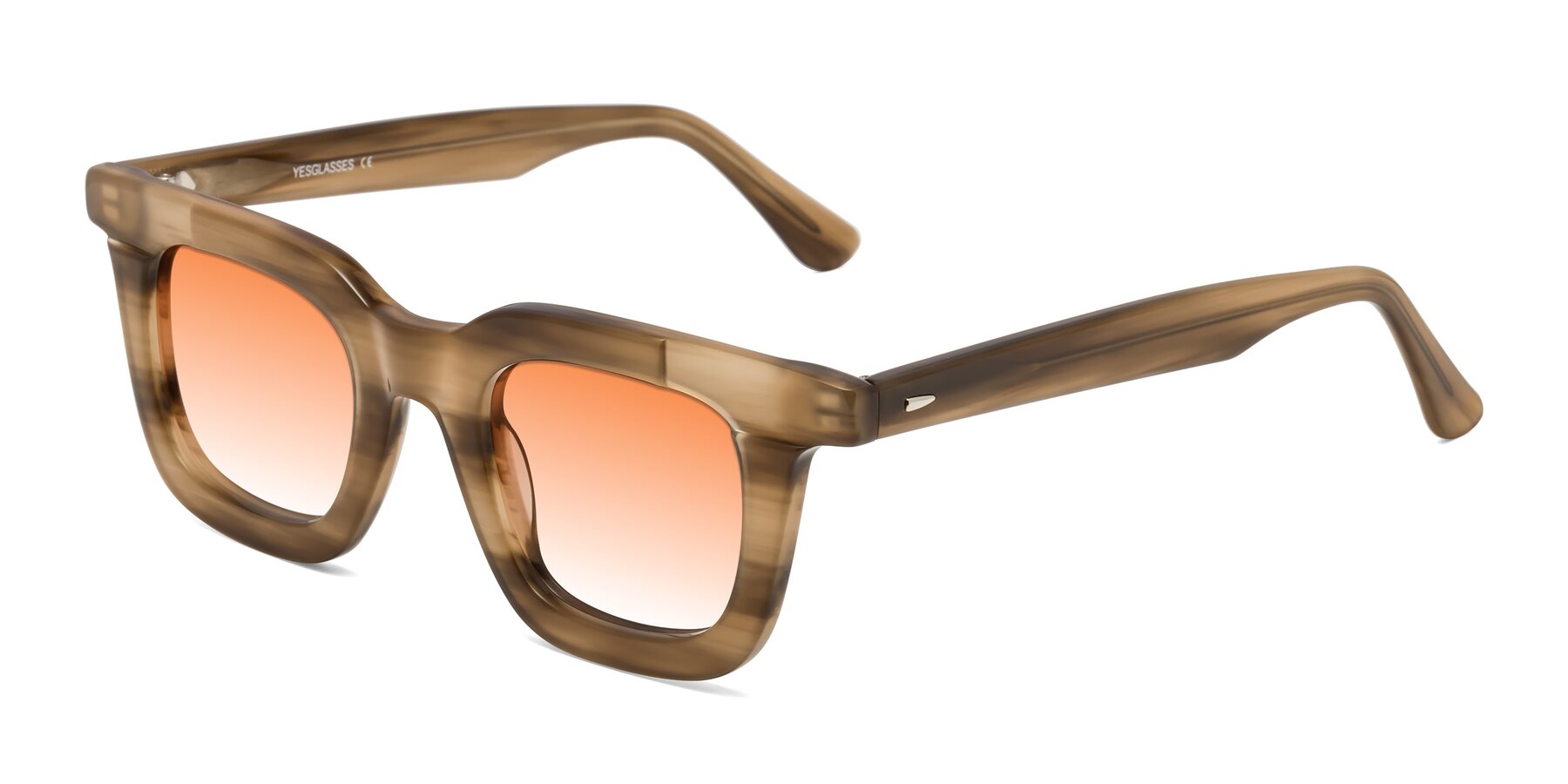 Angle of Mill in Striped Brown with Orange Gradient Lenses