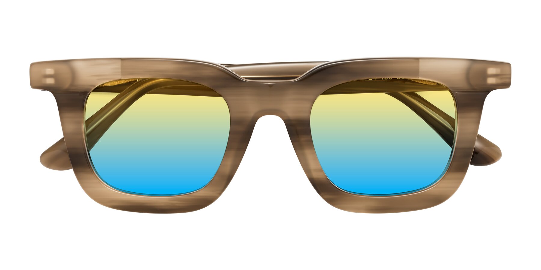 Folded Front of Mill in Striped Brown with Yellow / Blue Gradient Lenses