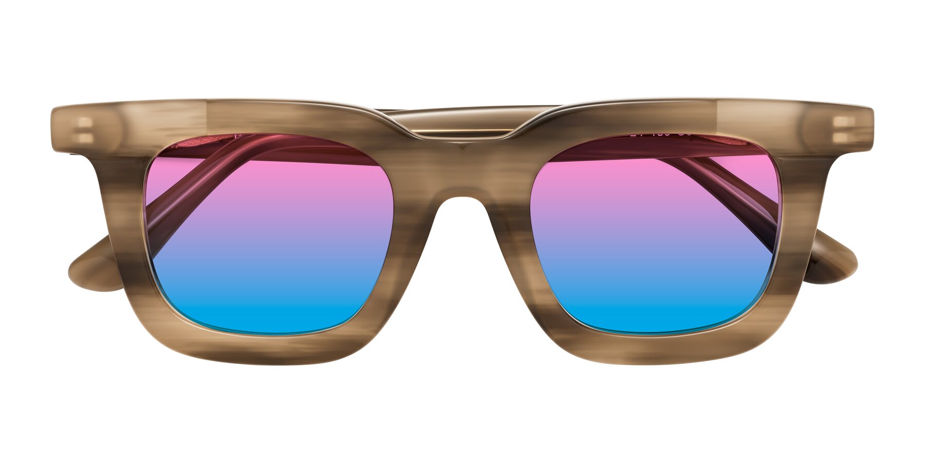 Folded Front of Mill in Striped Brown with Pink / Blue Gradient Lenses