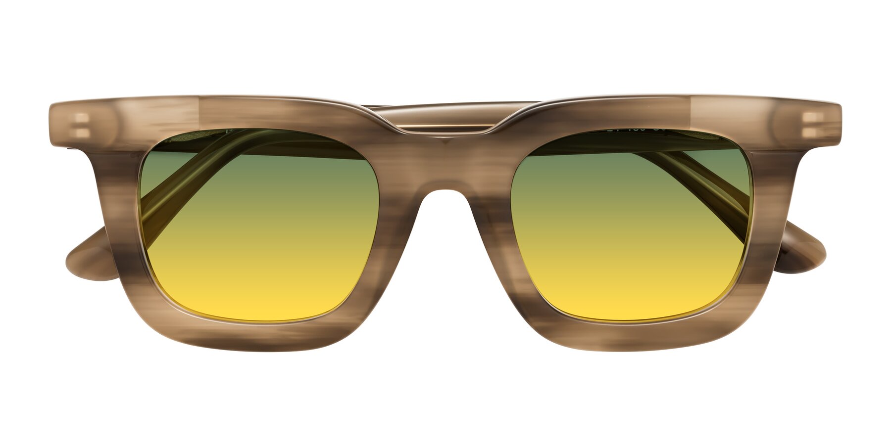 Folded Front of Mill in Striped Brown with Green / Yellow Gradient Lenses