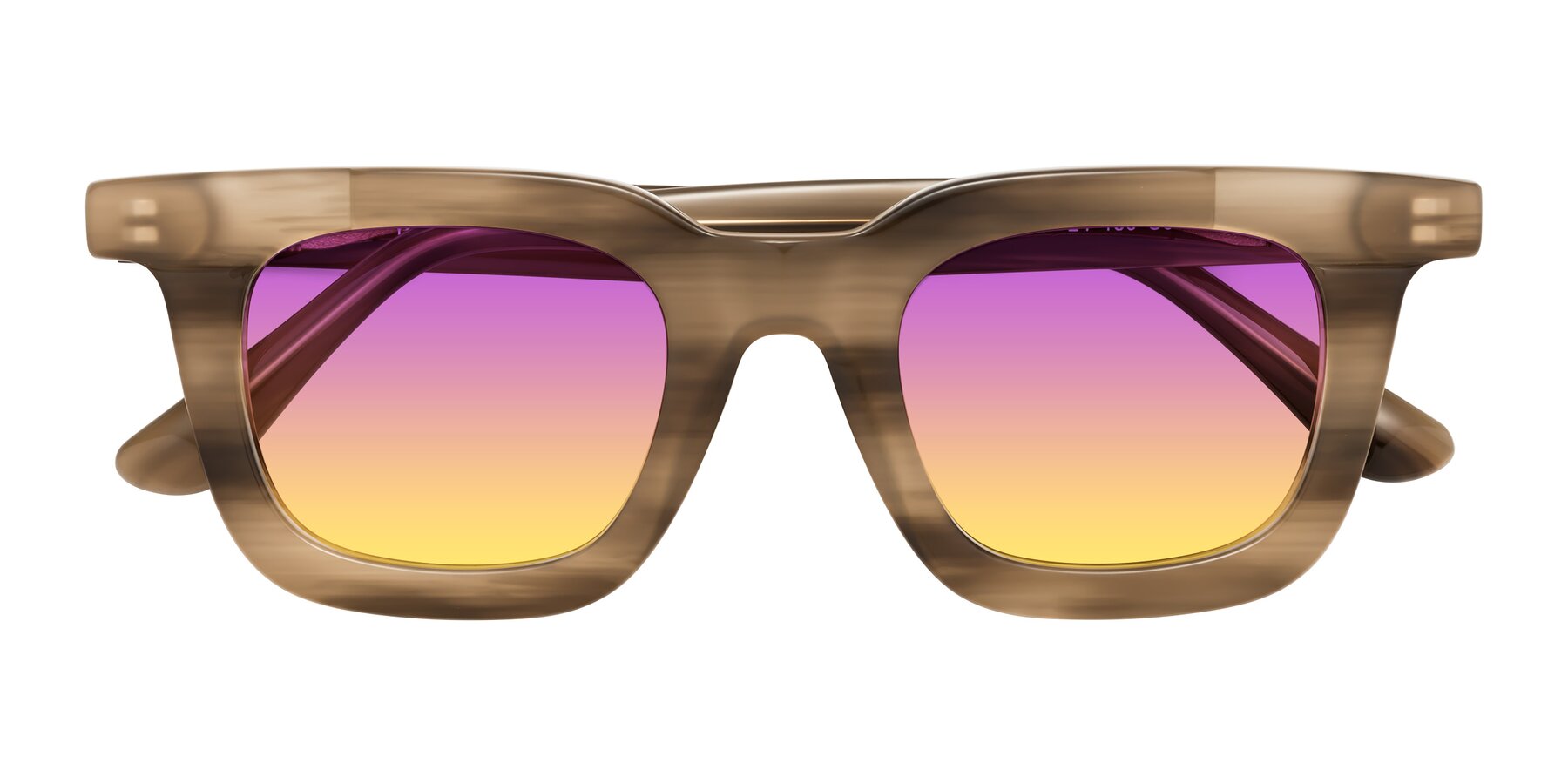 Folded Front of Mill in Striped Brown with Purple / Yellow Gradient Lenses