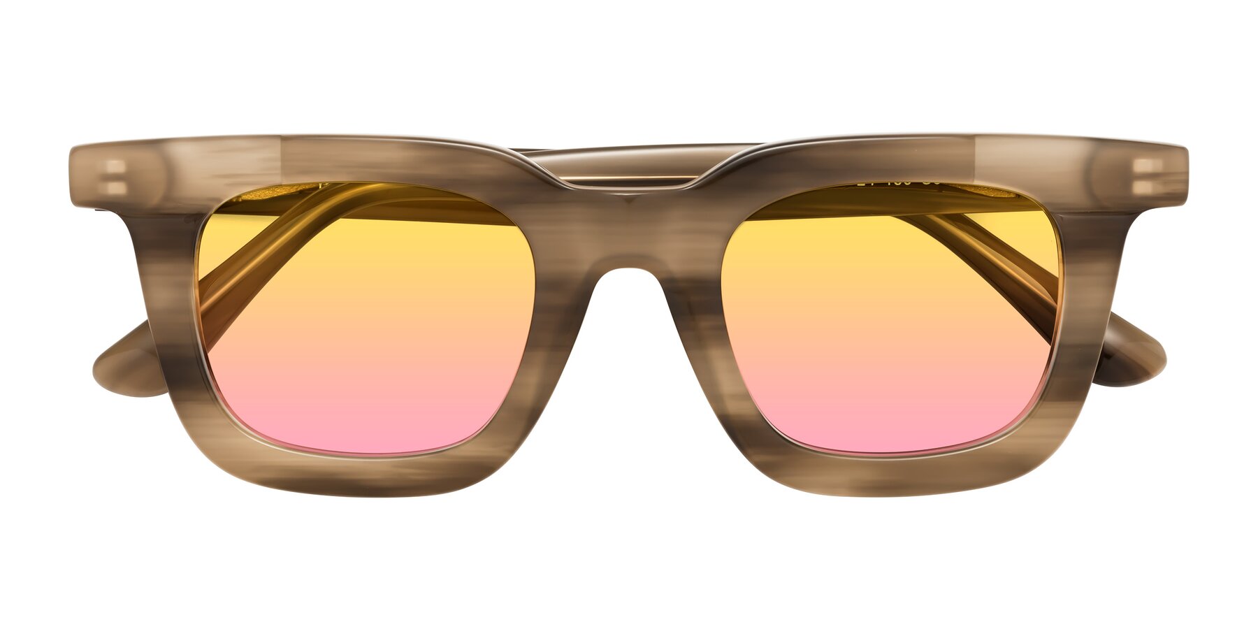 Folded Front of Mill in Striped Brown with Yellow / Pink Gradient Lenses