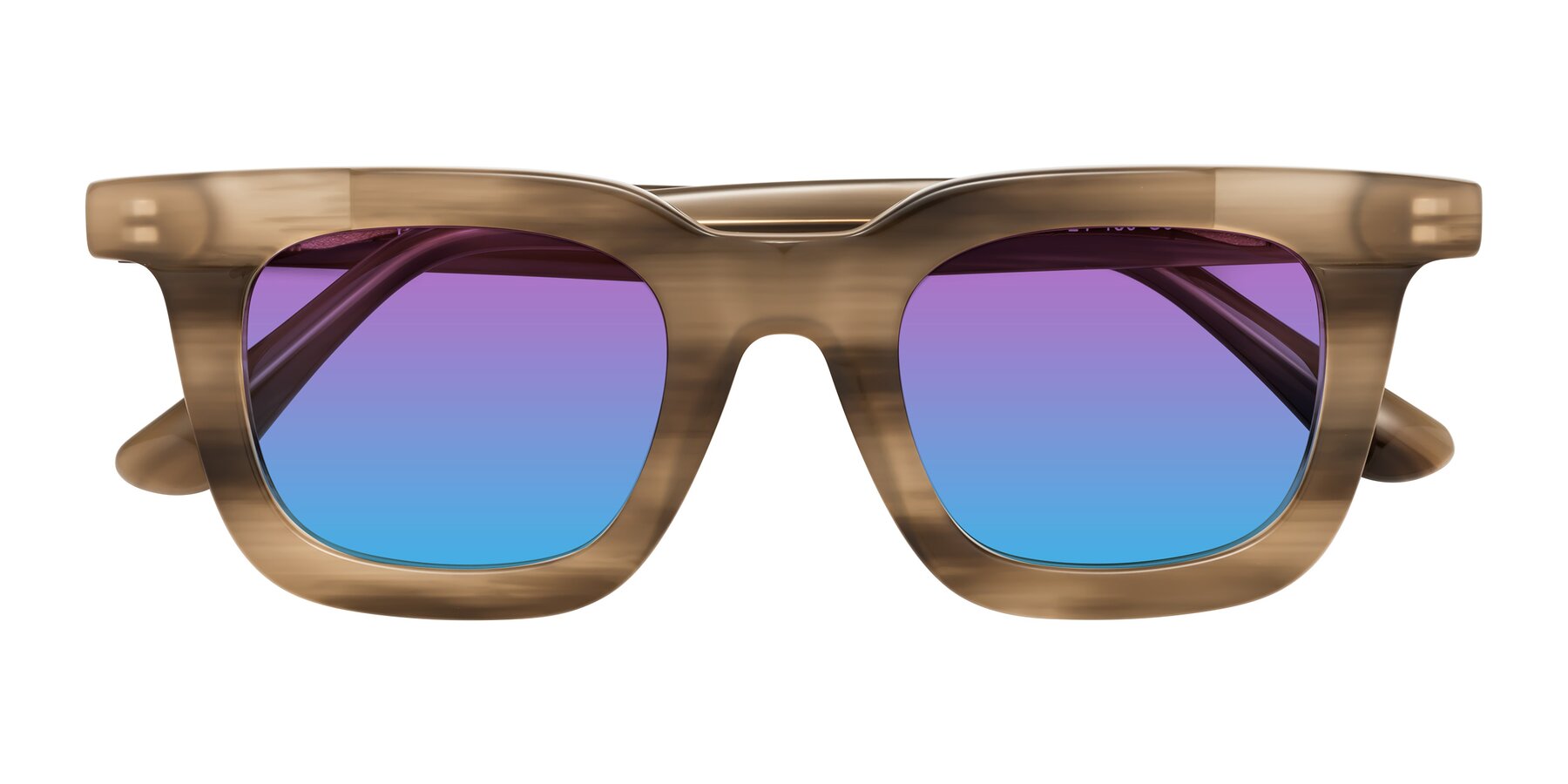 Folded Front of Mill in Striped Brown with Purple / Blue Gradient Lenses