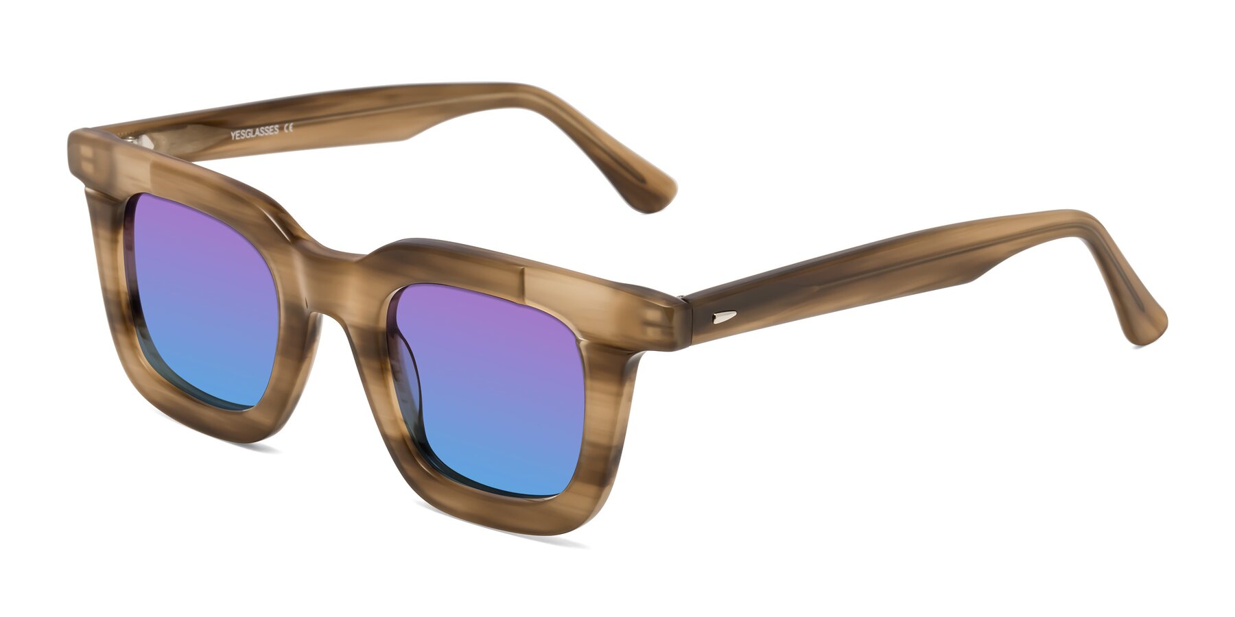 Angle of Mill in Striped Brown with Purple / Blue Gradient Lenses