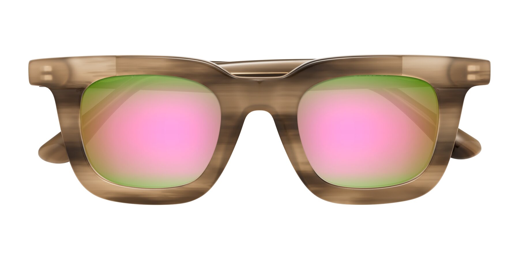 Folded Front of Mill in Striped Brown with Pink Mirrored Lenses