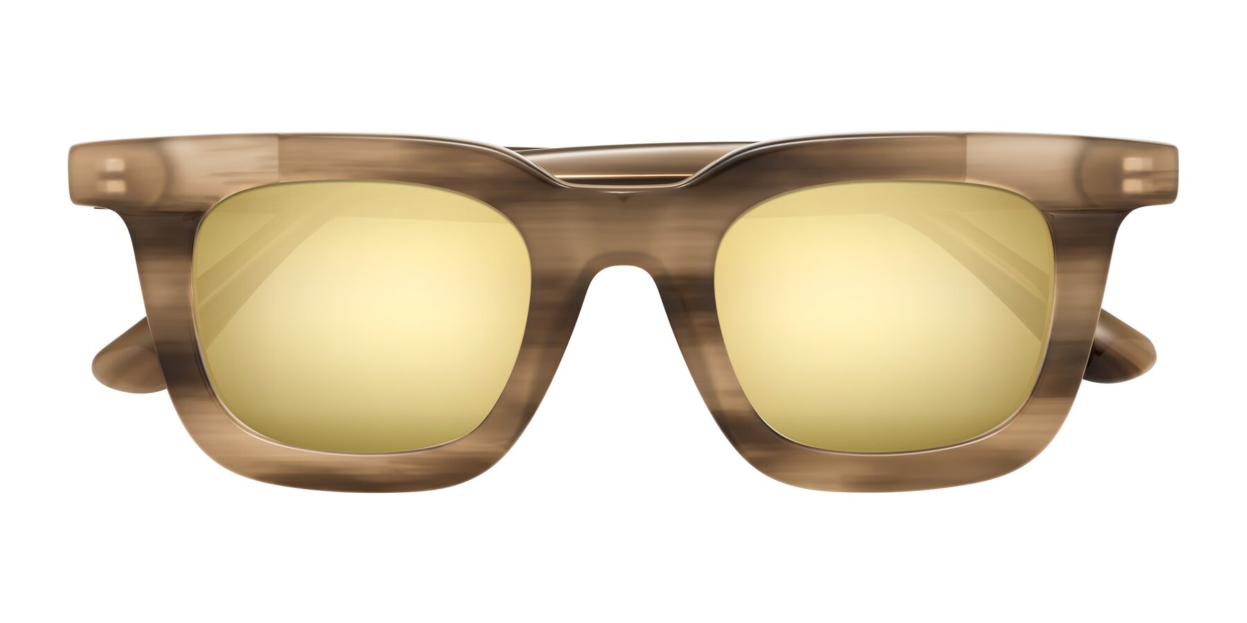 Folded Front of Mill in Striped Brown with Gold Mirrored Lenses