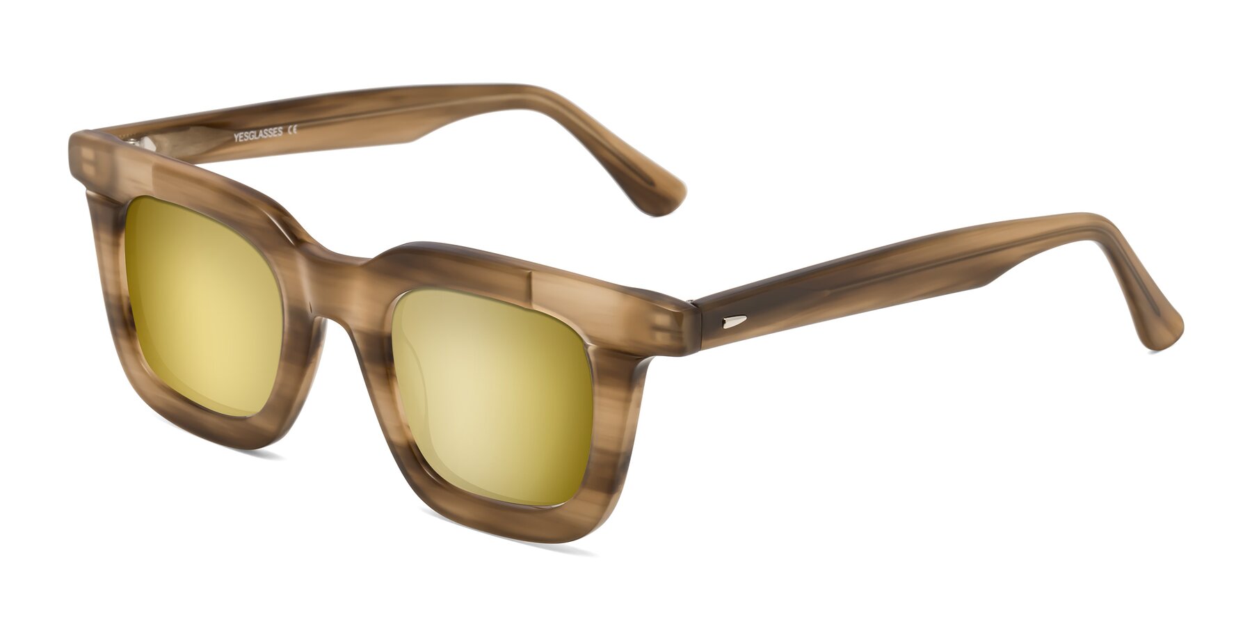 Angle of Mill in Striped Brown with Gold Mirrored Lenses