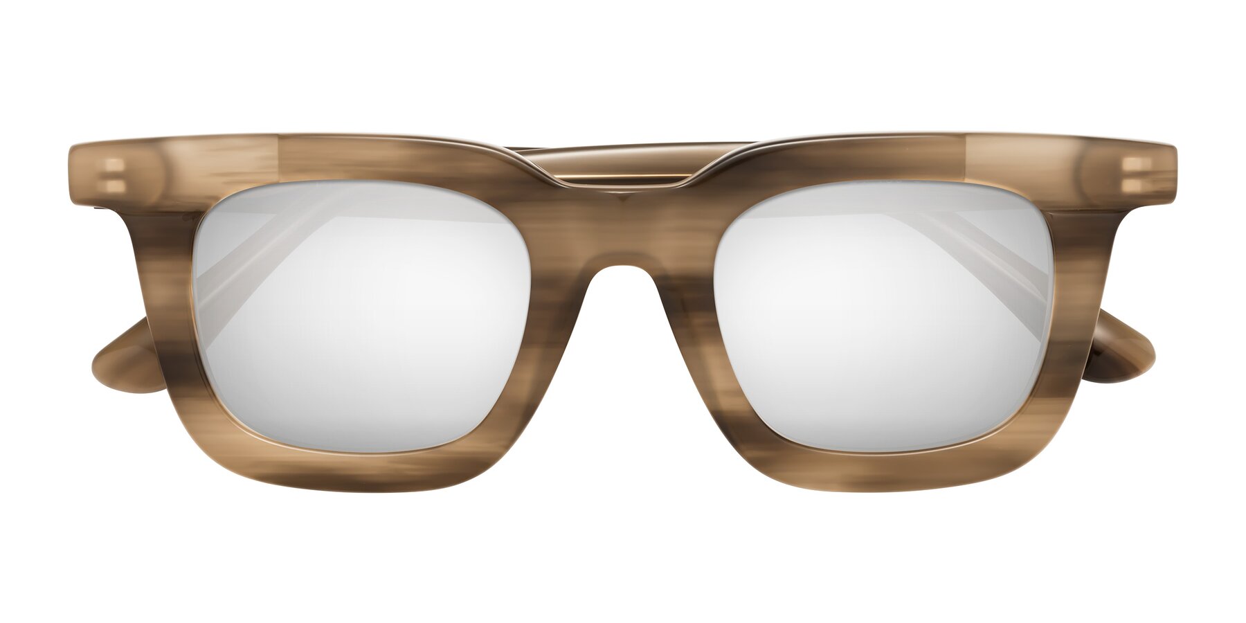 Folded Front of Mill in Striped Brown with Silver Mirrored Lenses