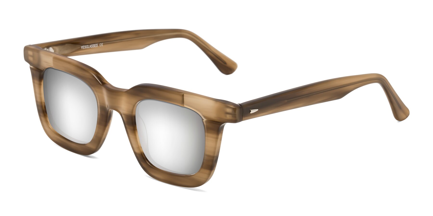 Angle of Mill in Striped Brown with Silver Mirrored Lenses
