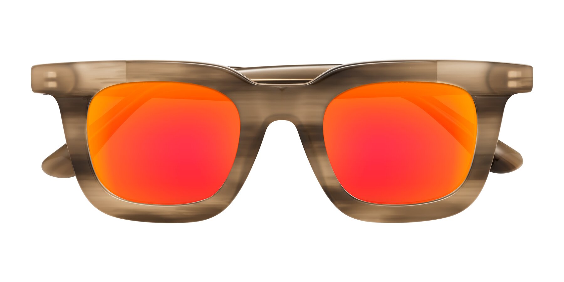 Folded Front of Mill in Striped Brown with Red Gold Mirrored Lenses