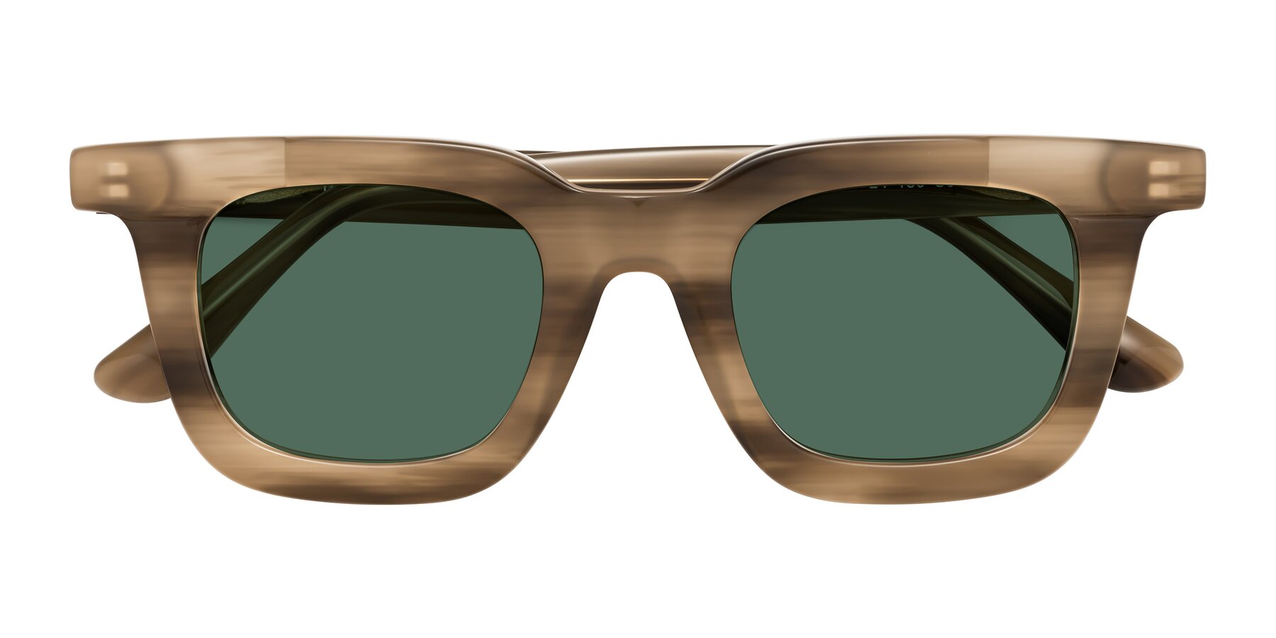 Folded Front of Mill in Striped Brown with Green Polarized Lenses