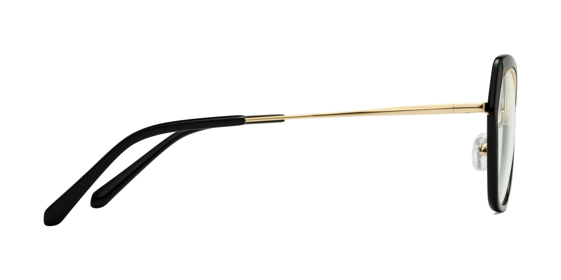 Side of Prescott in Black-Gold with Clear Eyeglass Lenses