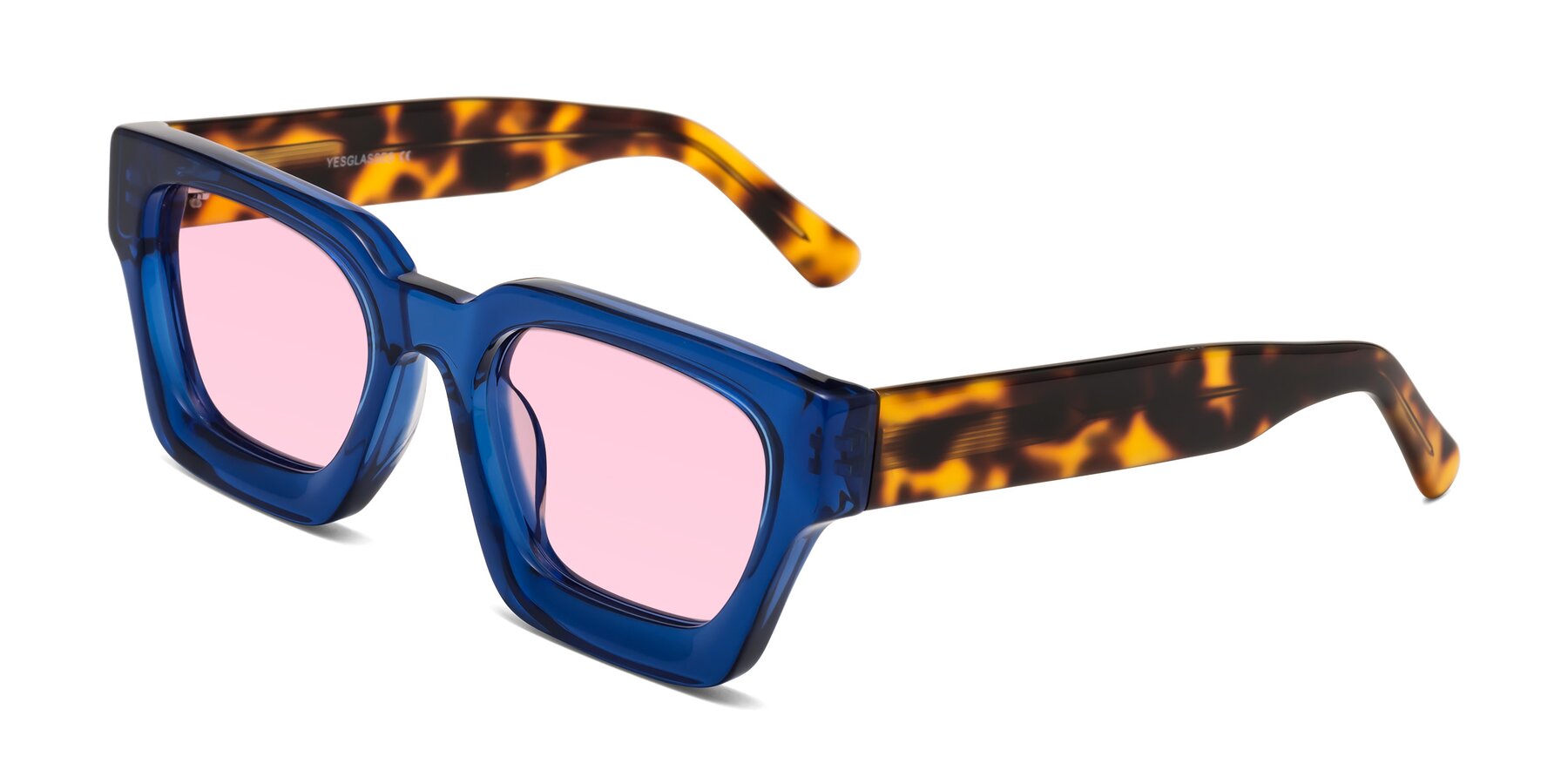 Angle of Powers in Blue-Tortoise with Light Pink Tinted Lenses