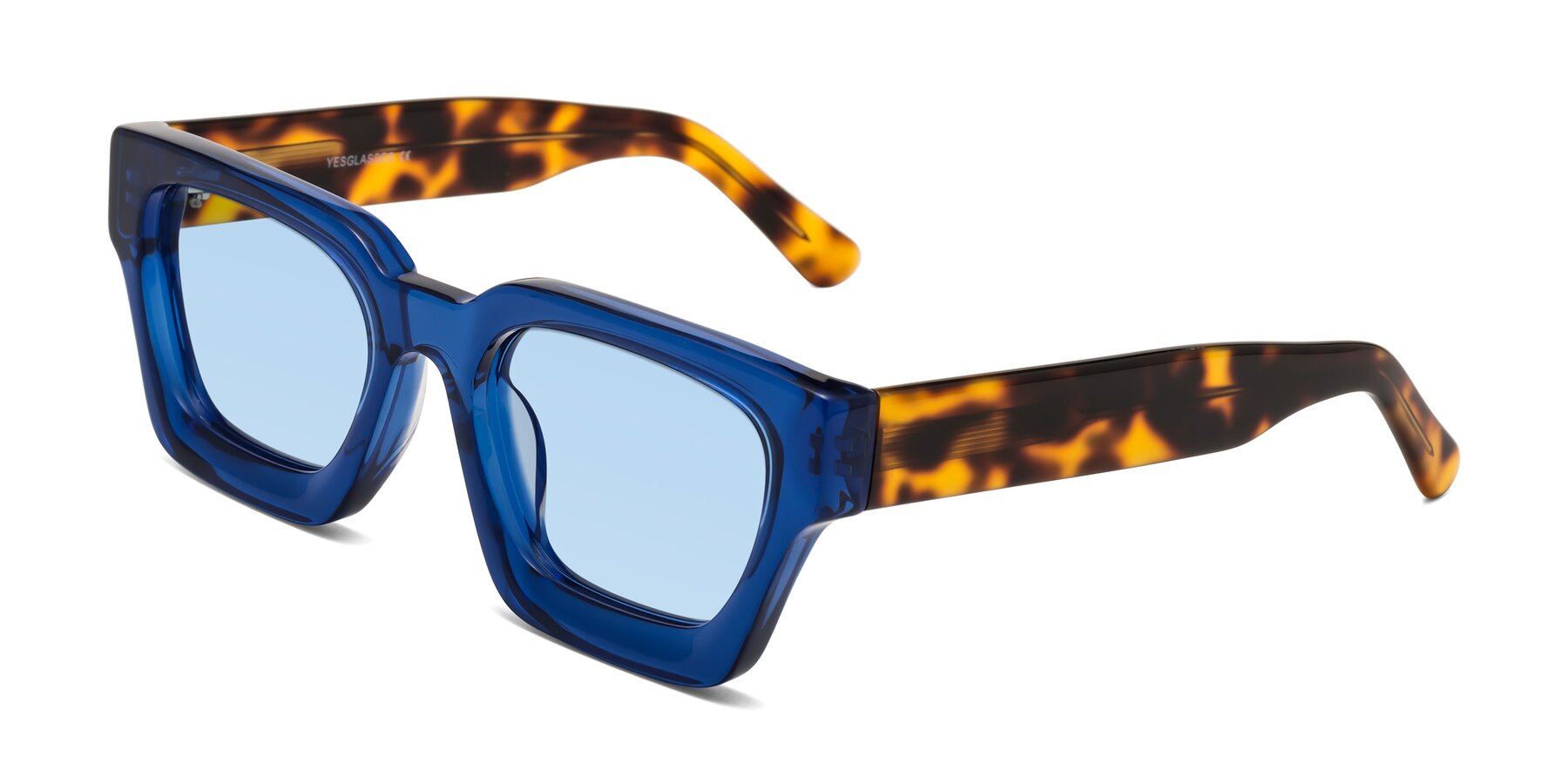Angle of Powers in Blue-Tortoise with Light Blue Tinted Lenses