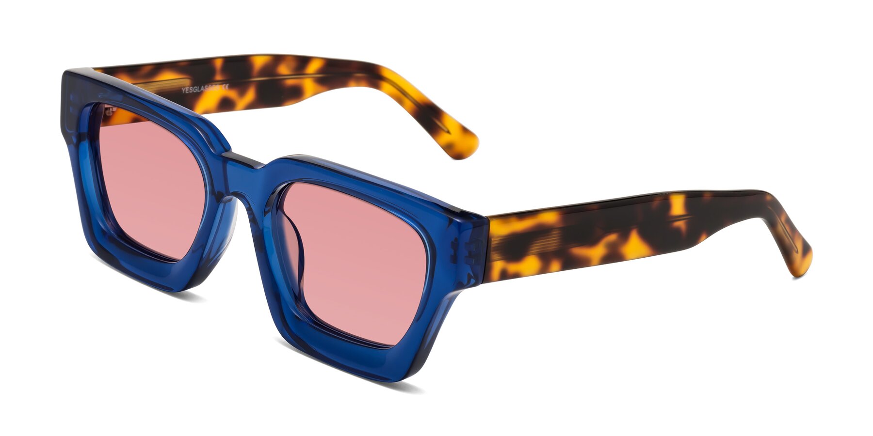 Angle of Powers in Blue-Tortoise with Medium Garnet Tinted Lenses