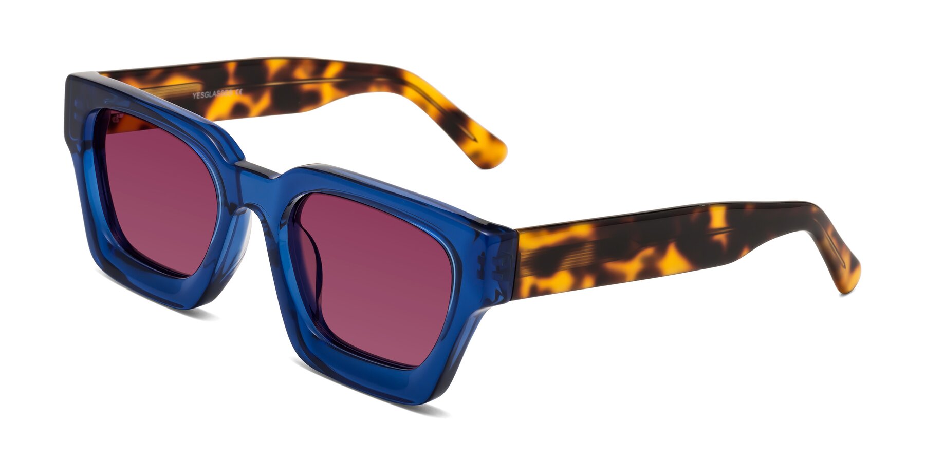 Angle of Powers in Blue-Tortoise with Wine Tinted Lenses