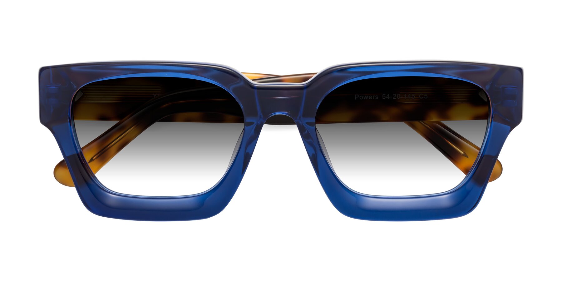 Folded Front of Powers in Blue-Tortoise with Gray Gradient Lenses